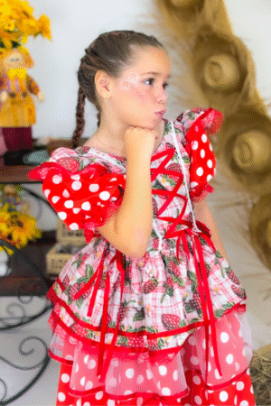 Vestido Trançadinho Poa - Moranguinho