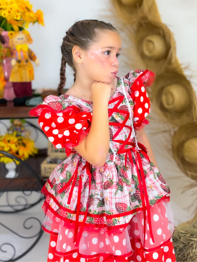 Vestido Trançadinho Poa - Moranguinho