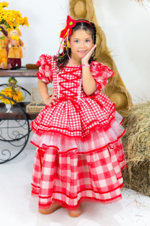 Vestido Trançadinho Caipira - Vermelho