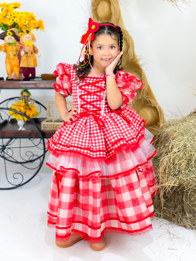 Vestido Trançadinho Caipira - Vermelho