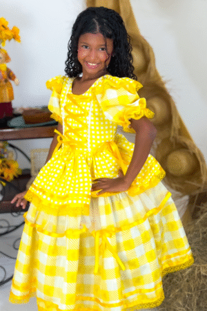 Vestido Trançadinho Caipira - Amarelo