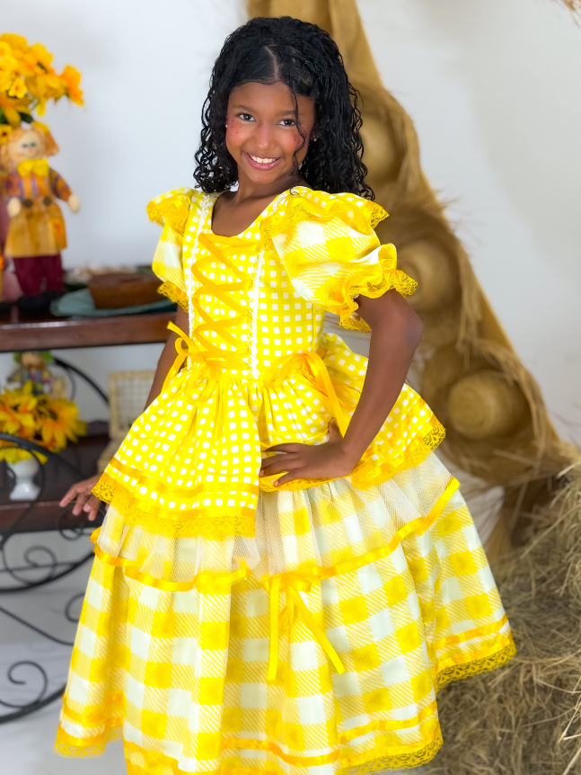 Vestido Trançadinho Caipira - Amarelo