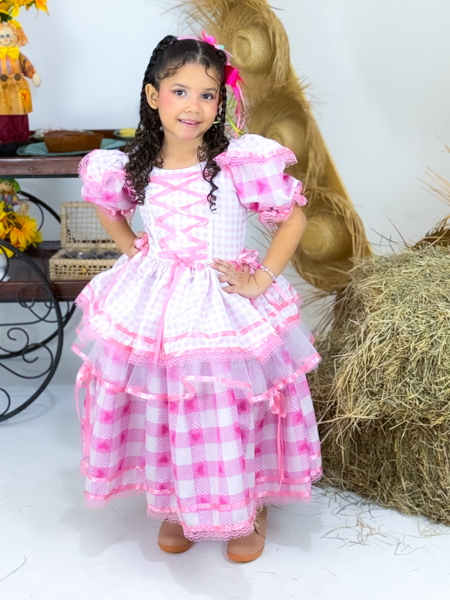 Vestido Trançadinho Caipira - Rosa