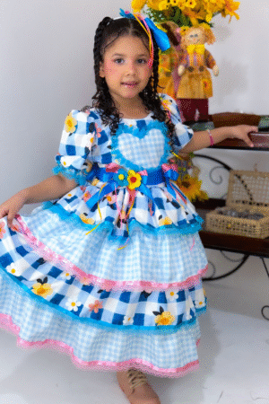 Vestido Explode Coração Azul