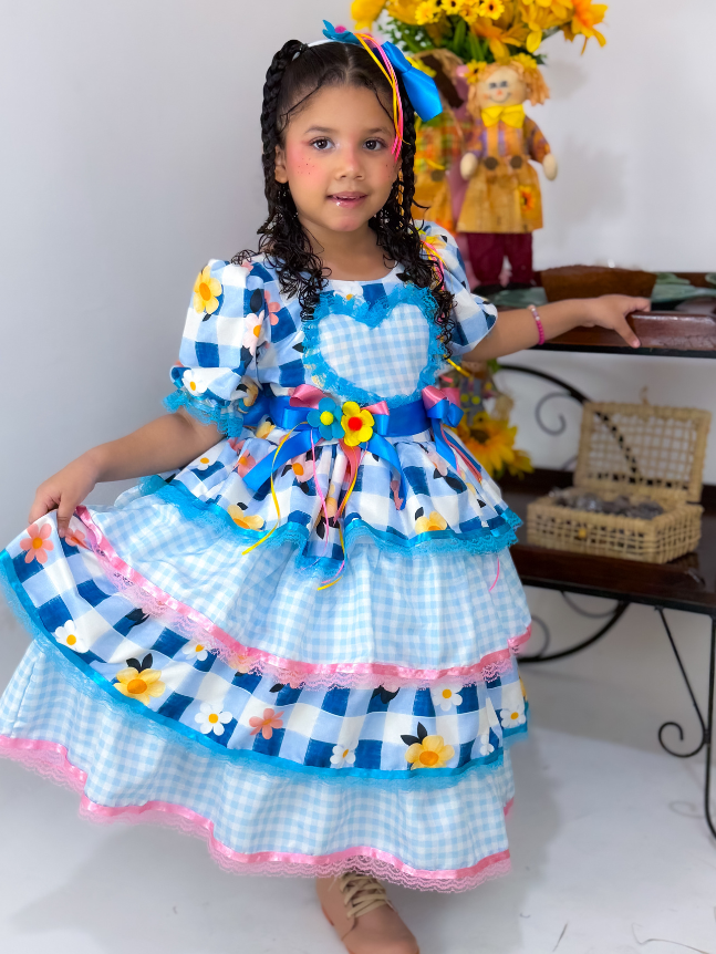 Vestido Explode Coração Azul