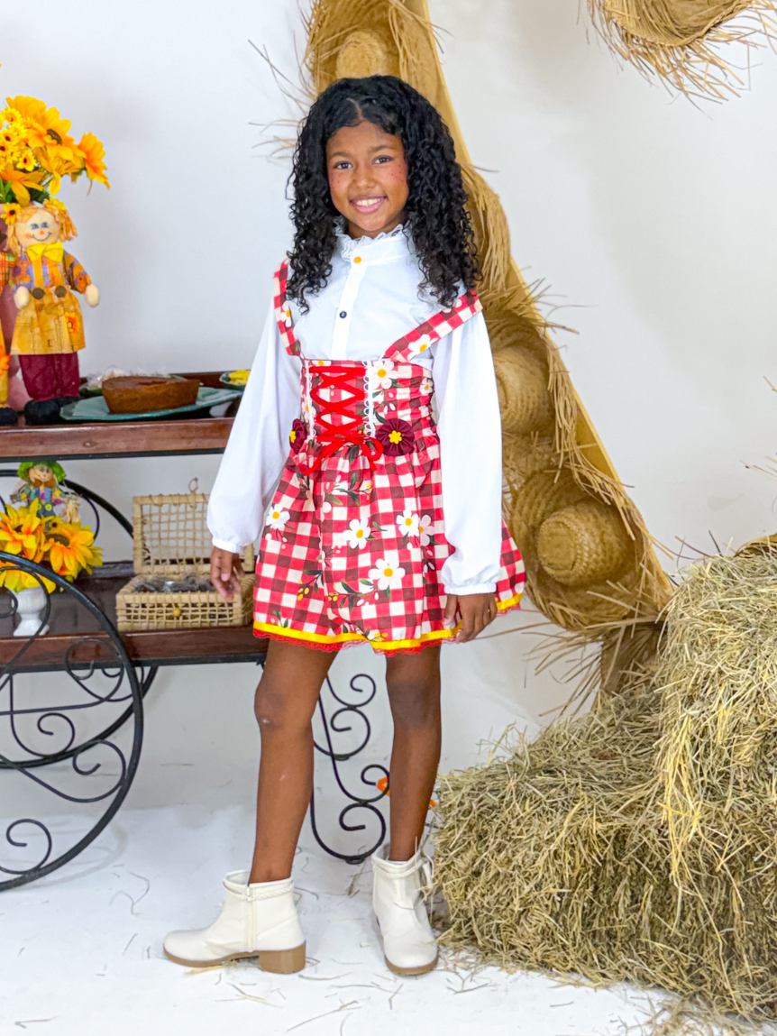 Salopete Corpete Jardim Vermelho