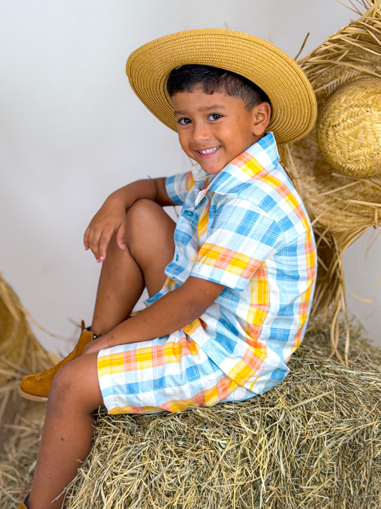 Conjunto Caipirinho - Azul e Laranja