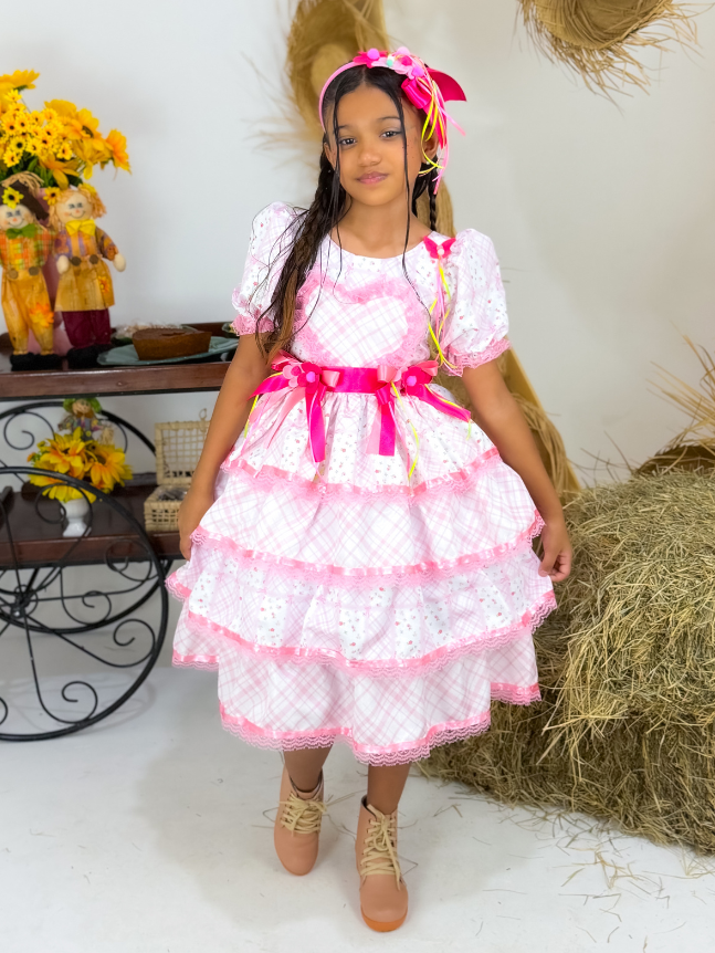 Vestido Explode Coração Rosa