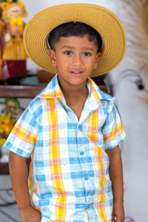 Blusa Manga Curta Xadrez Colorido Azul e Laranja