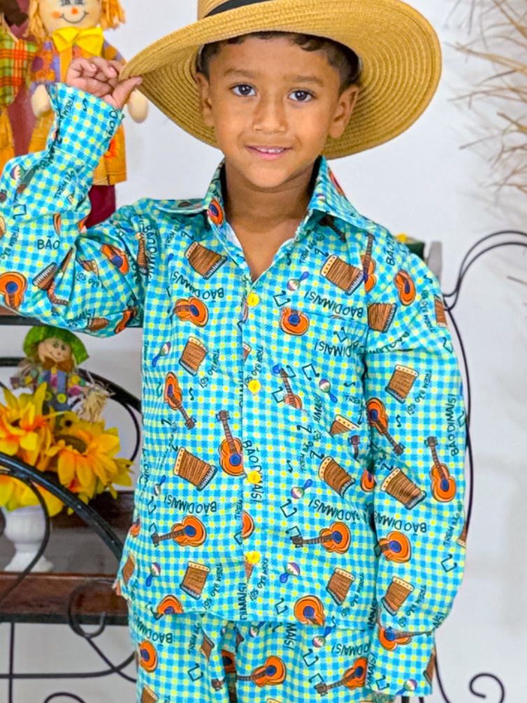 Blusa Manga Longa Xadrez Violão