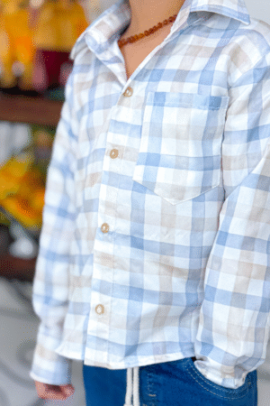 Blusa Manga Longa Xadrez Aquarela