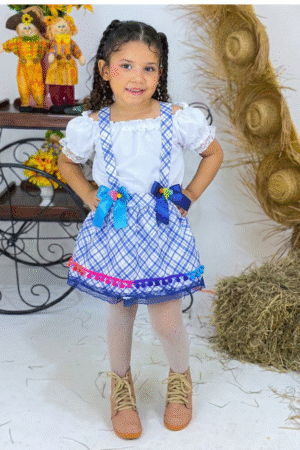 Salopete Ciganinha - Azul Xadrez