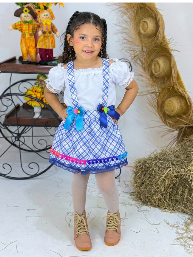 Salopete Ciganinha - Azul Xadrez