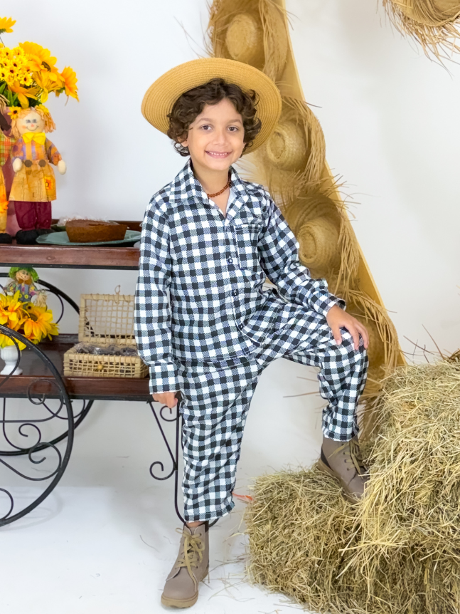 Conjunto Moço Bonito - Xadrez Preto