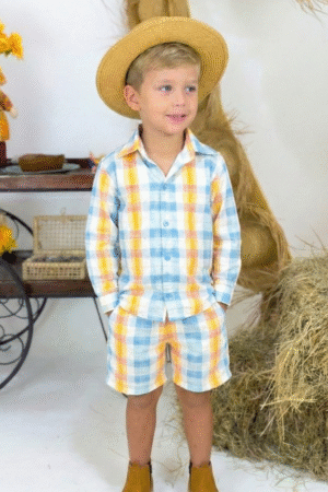 Conjunto Roceirinho - Azul e Laranja