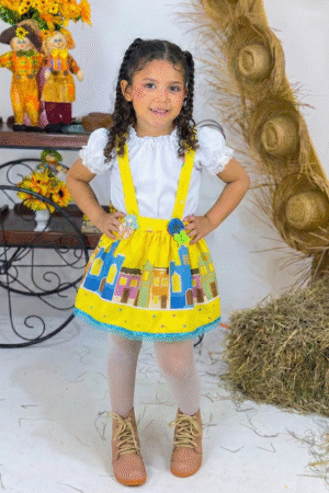 Salopete Ciganinha - Vila Junina Amarelo