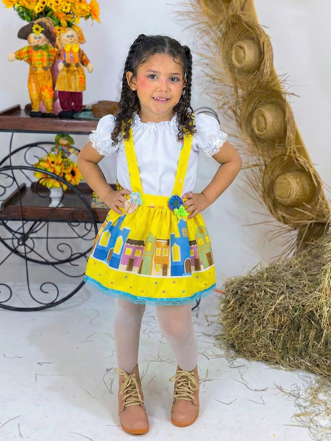 Salopete Ciganinha - Vila Junina Amarelo