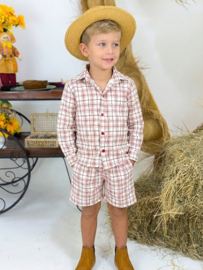 Conjunto Roceirinho - Vermelho com Marron