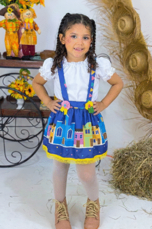 Salopete Ciganinha - Vila Junina Azul