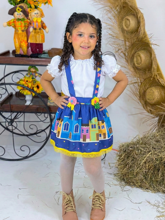 Salopete Ciganinha - Vila Junina Azul