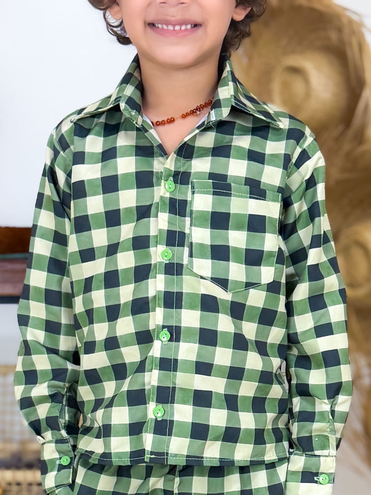 Blusa Manga Longa Xadrez Verde