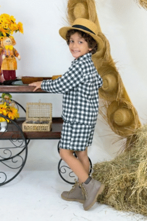 Conjunto Roceirinho - Xadrez Preto