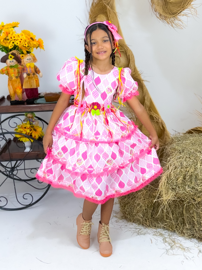 Vestido Pirulito Caipira - Rosa