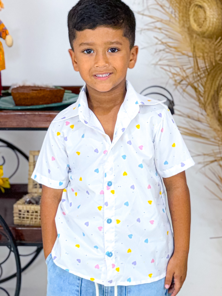 Blusa Manga Curta Corações