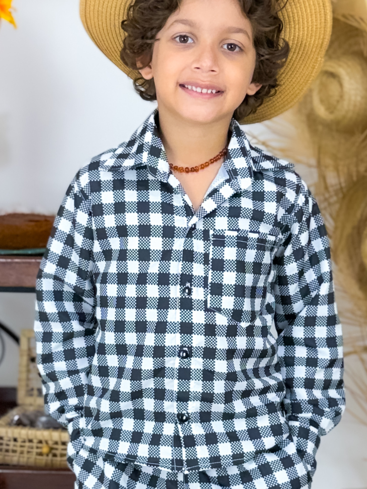 Blusa Manga Longa Xadrez Preto