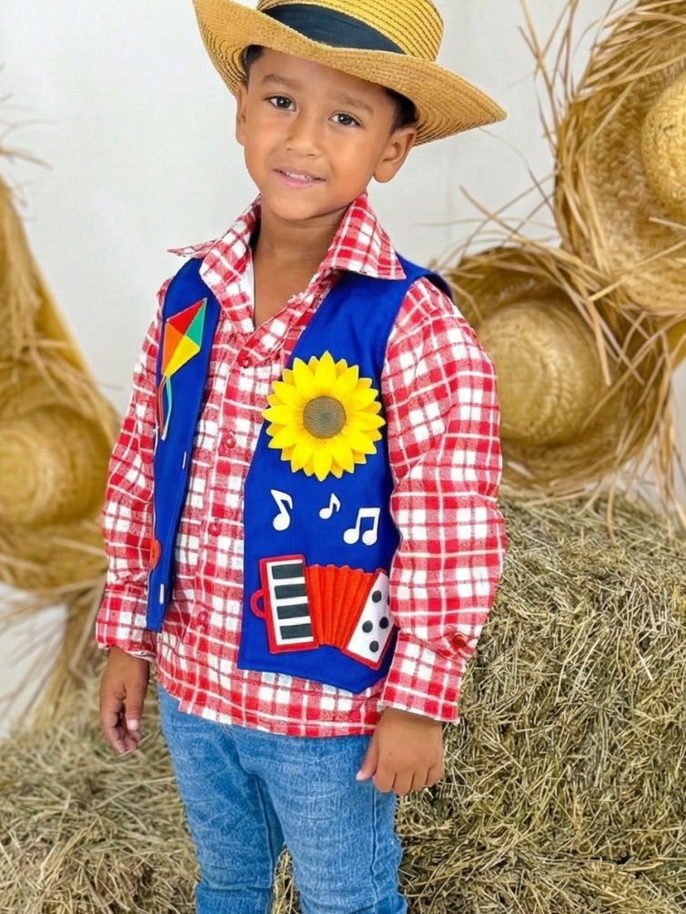 Colete - Sanfona Girassol Azul