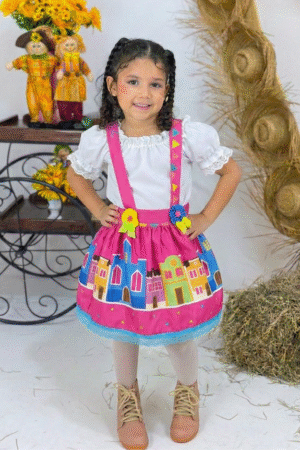 Salopete Ciganinha - Vila Junina Pink