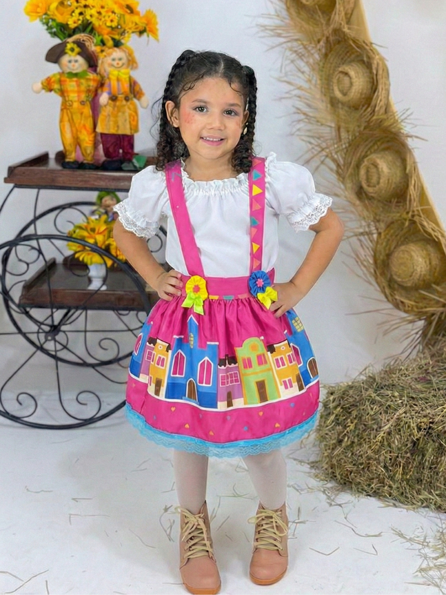 Salopete Ciganinha - Vila Junina Pink