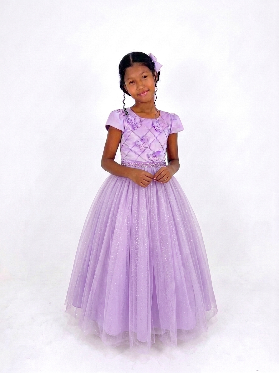 Vestido Longo Glitter Borboleta Lilas