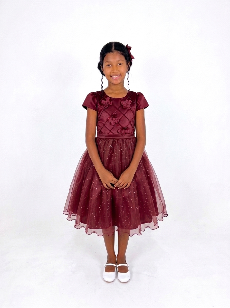Vestido Glitter Borboleta Marsala