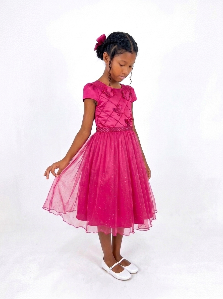 Vestido Glitter Borboleta Pink