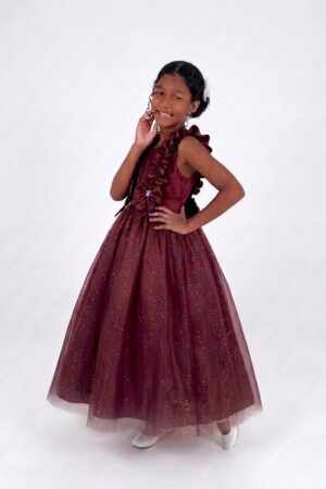 Vestido Longo Glitter FluFlu Marsala
