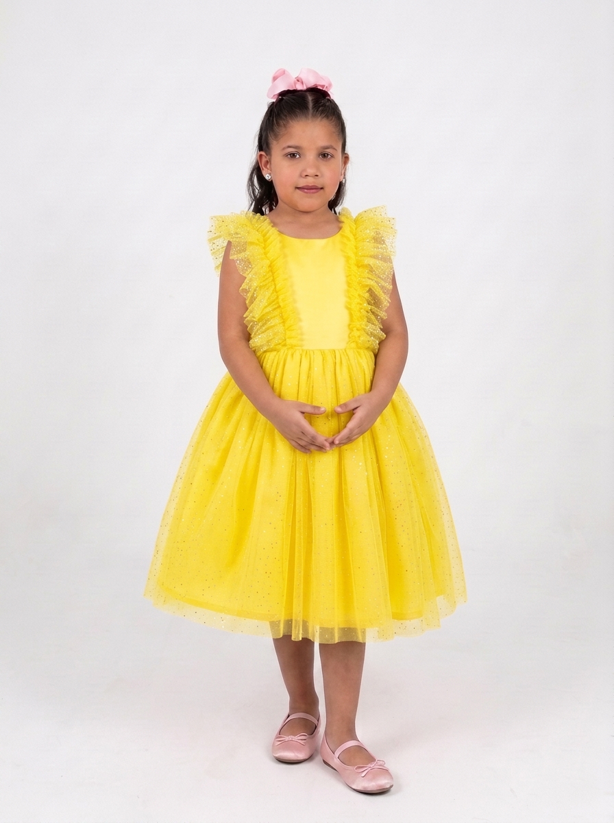 Vestido Fluflu Tule Glit Amarelo
