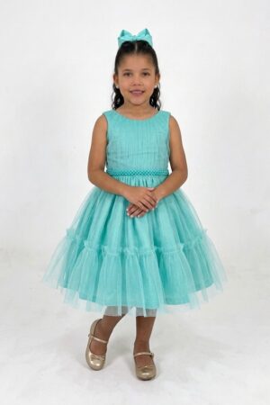 Vestido Camadas Verde Agua