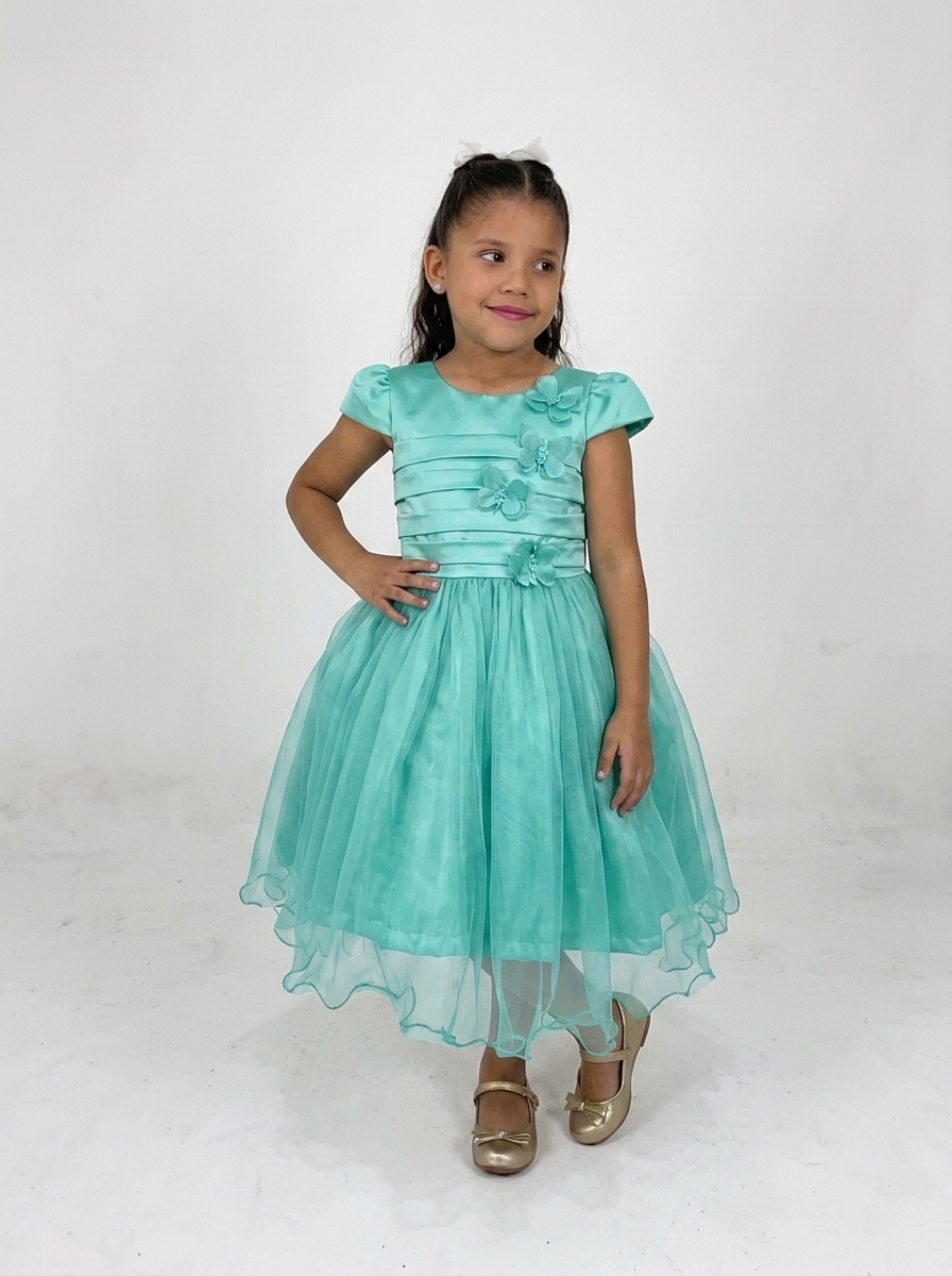 Vestido Faixas Verde Agua