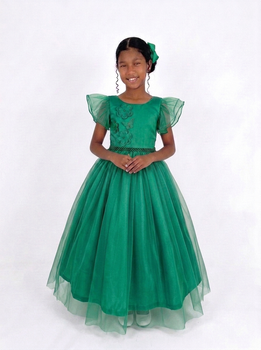 Vestido Longo Borboleta Verde Bandeira