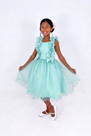 Vestido Glitter Fluflu Verde Agua
