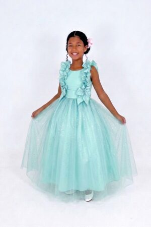 Vestido Longo Glitter FluFlu Verde Agua