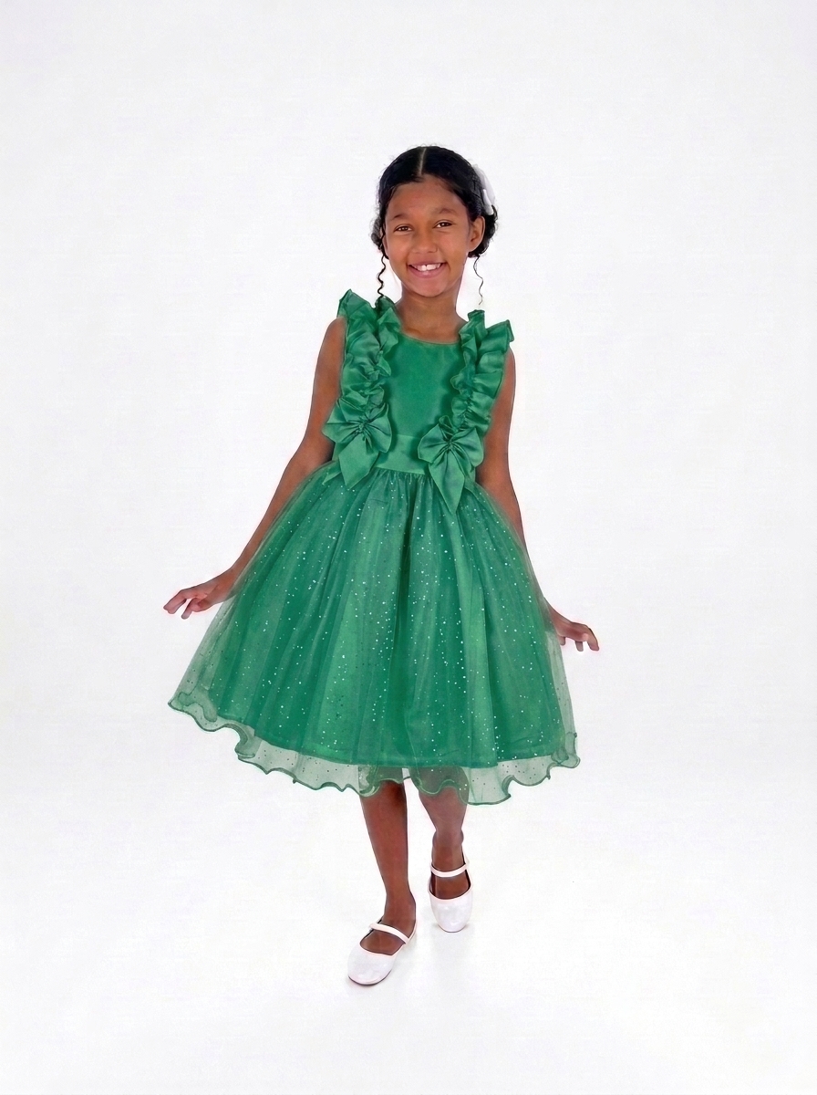 Vestido Glitter Fluflu Verde Bandeira