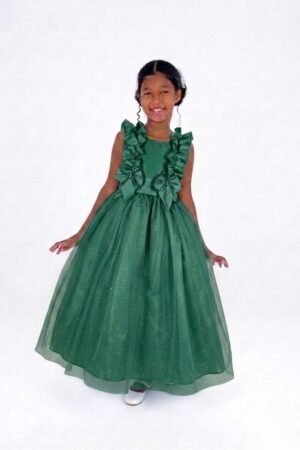 Vestido Longo Glitter FluFlu Verde Bandeira