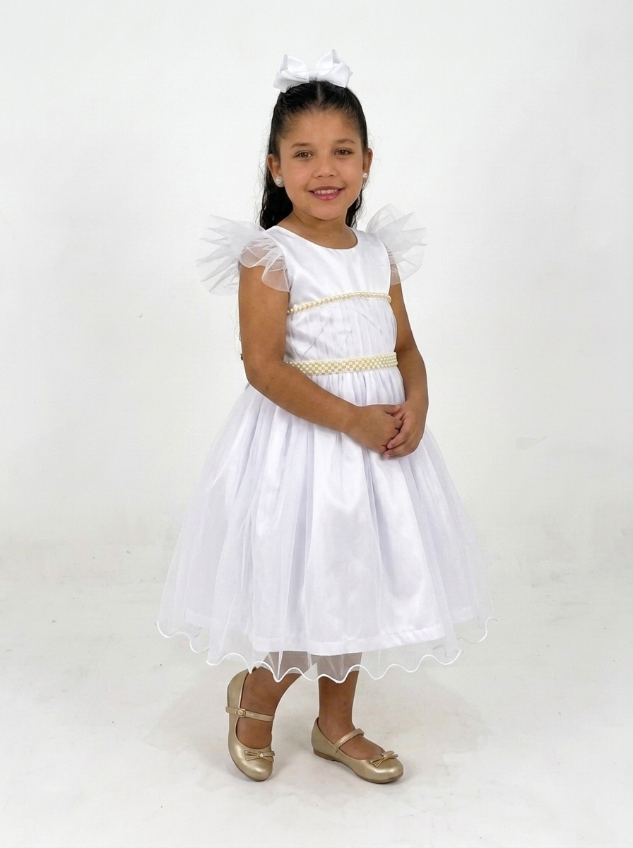 Vestido Busto Franzido Branco