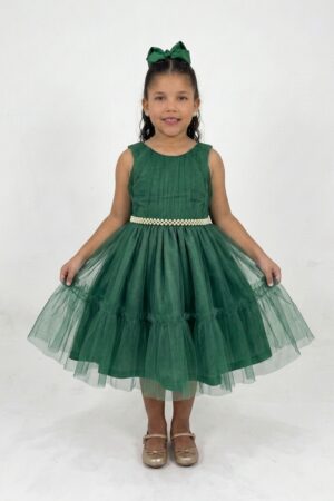 Vestido Camadas Verde Bandeira