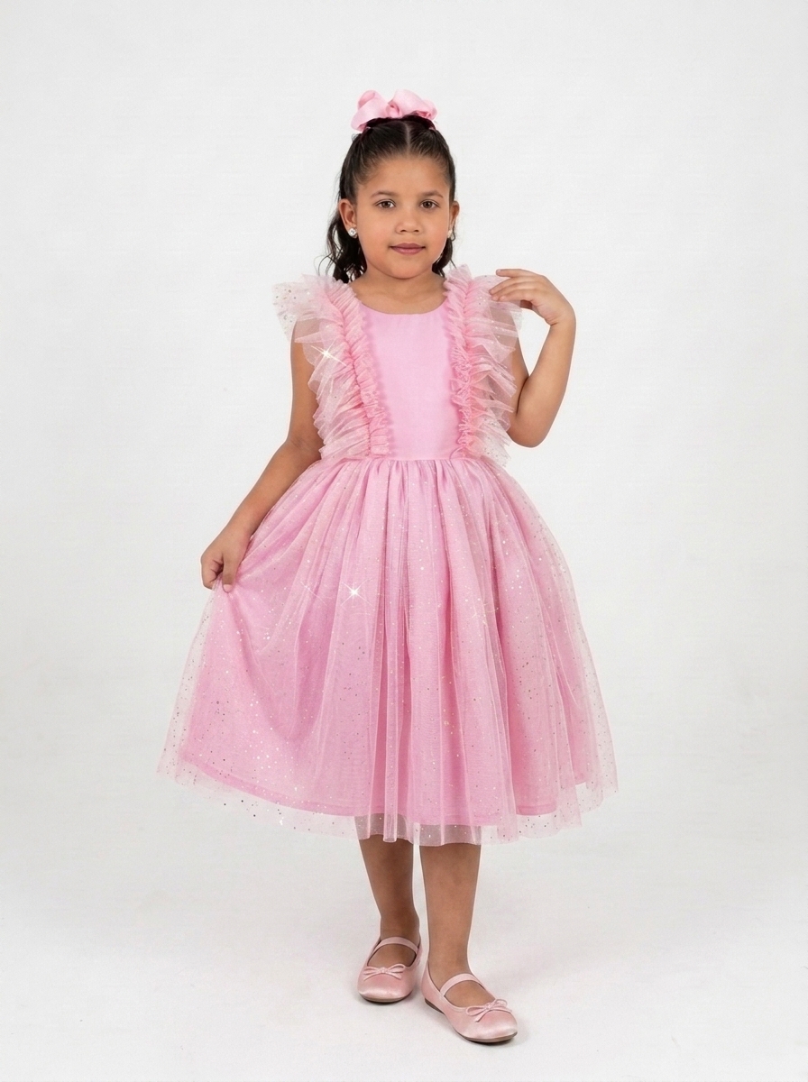 Vestido Fluflu Tule Glit Rosa