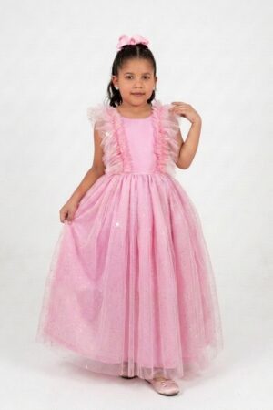 Vestido Fluflu Tule Long Glit Rosa