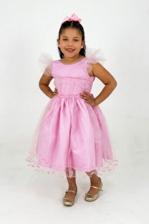Vestido Busto Franzido Rosa