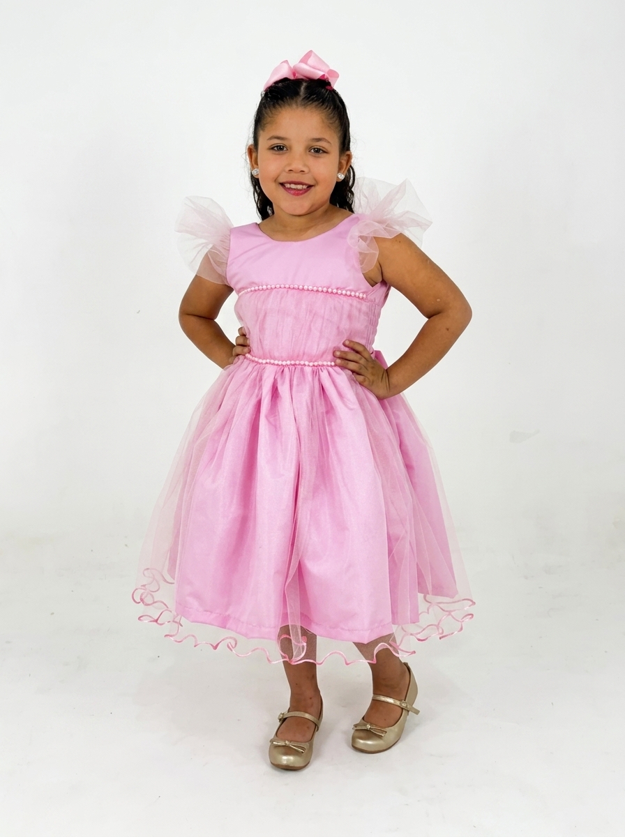 Vestido Busto Franzido Rosa